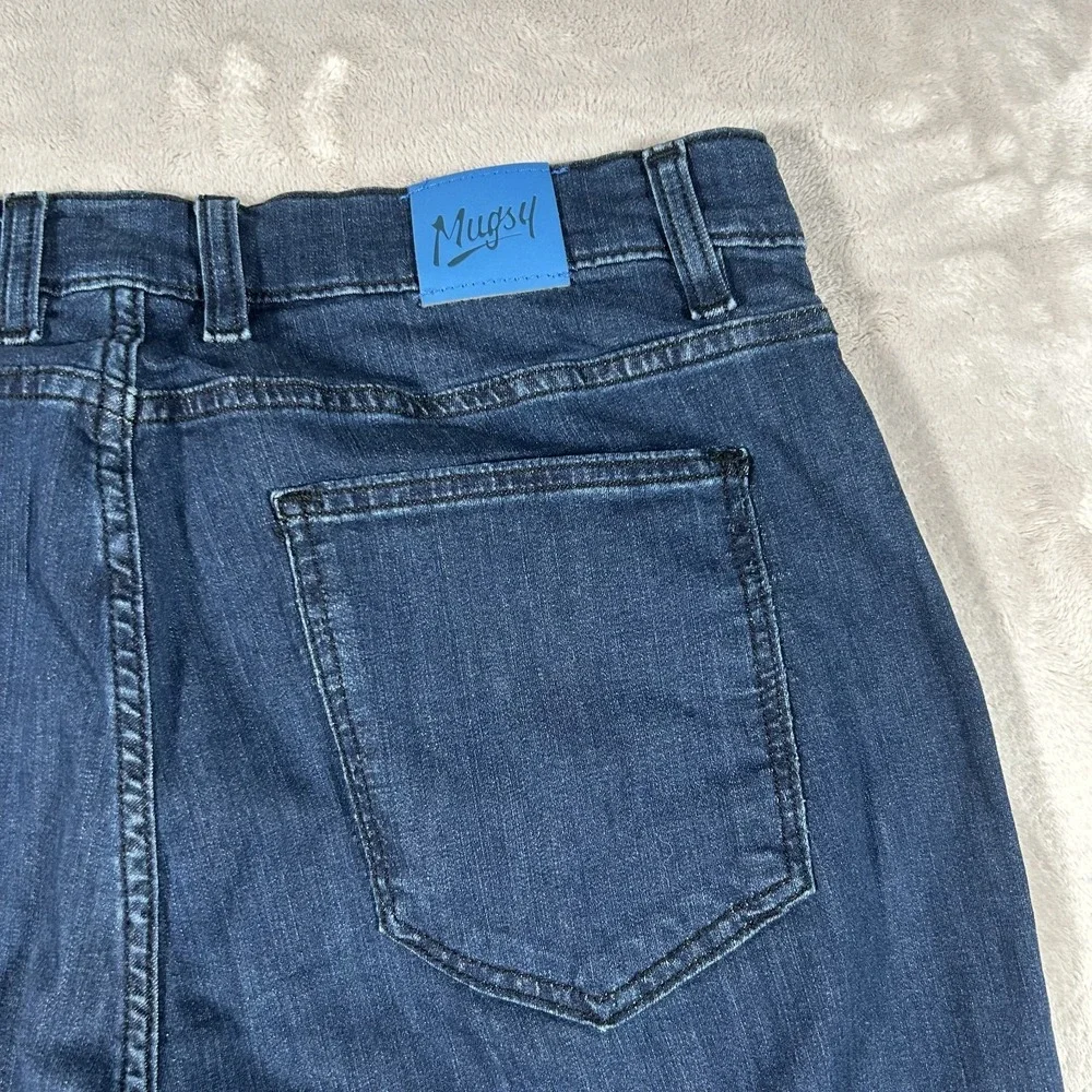 Mugsy Studio Blues Jeans Mens 36x28 Blue Dark Wash Stretch Flex Fit 5 Pocket EUC